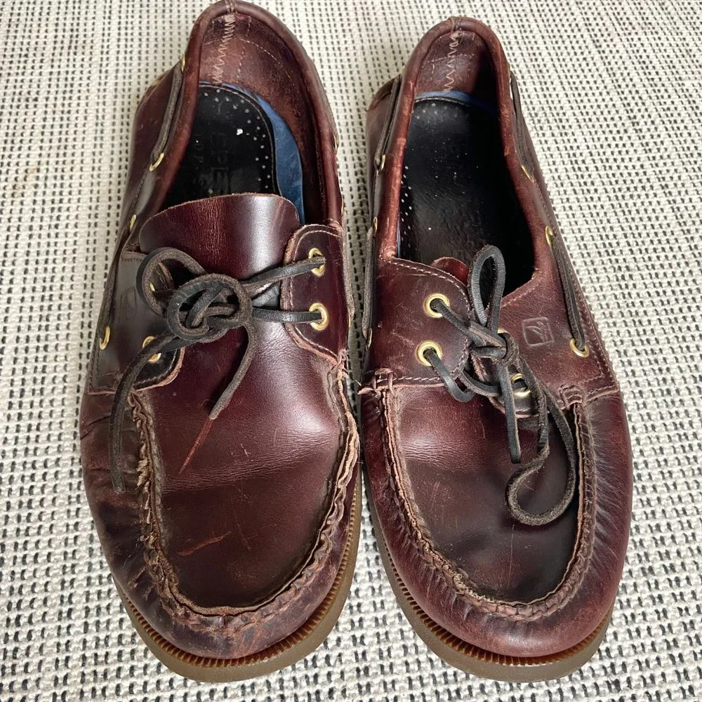 Mahogany Brown Leather Sperry Top Sider Boat Shoes